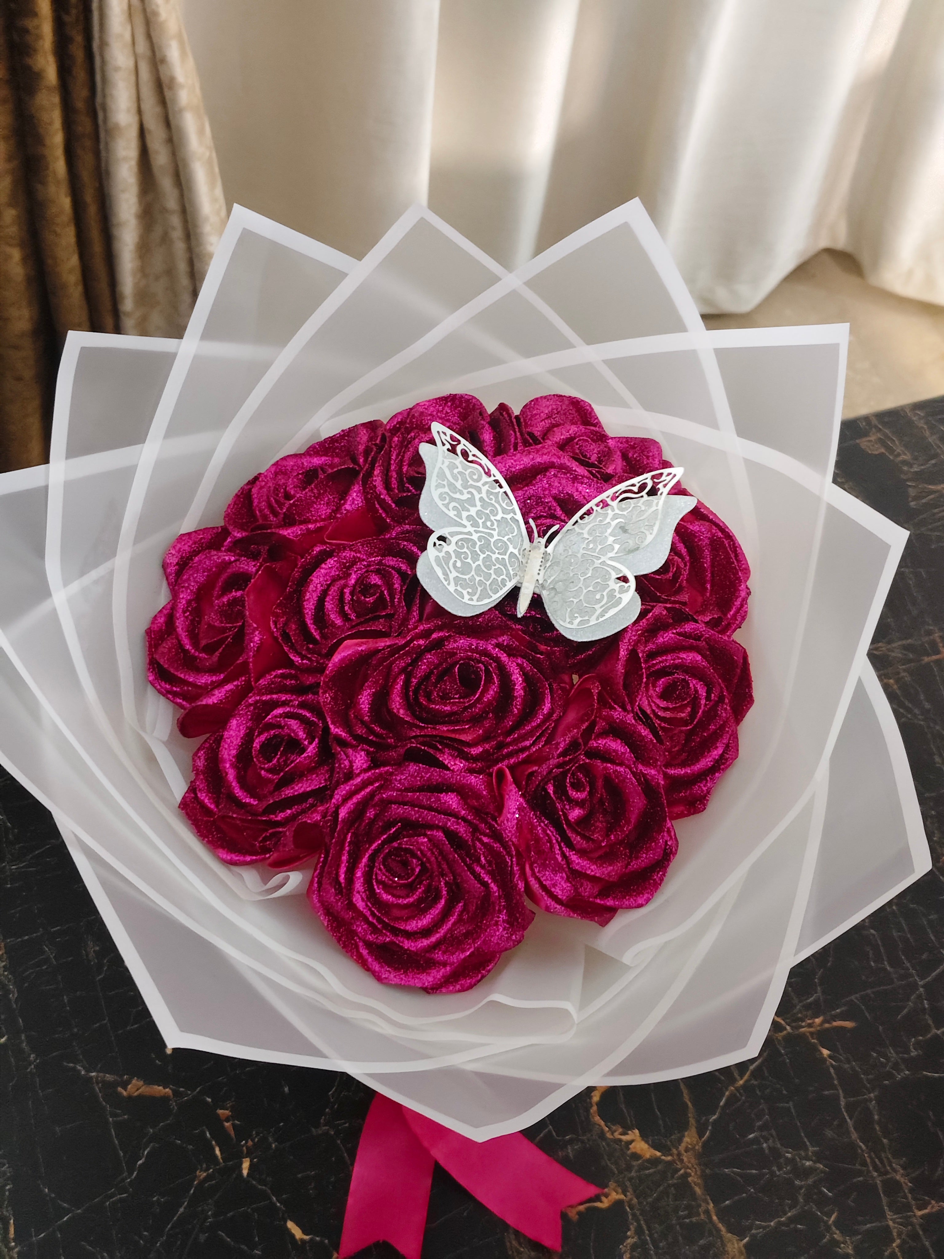 12 Roses Ribbon Bouquet
