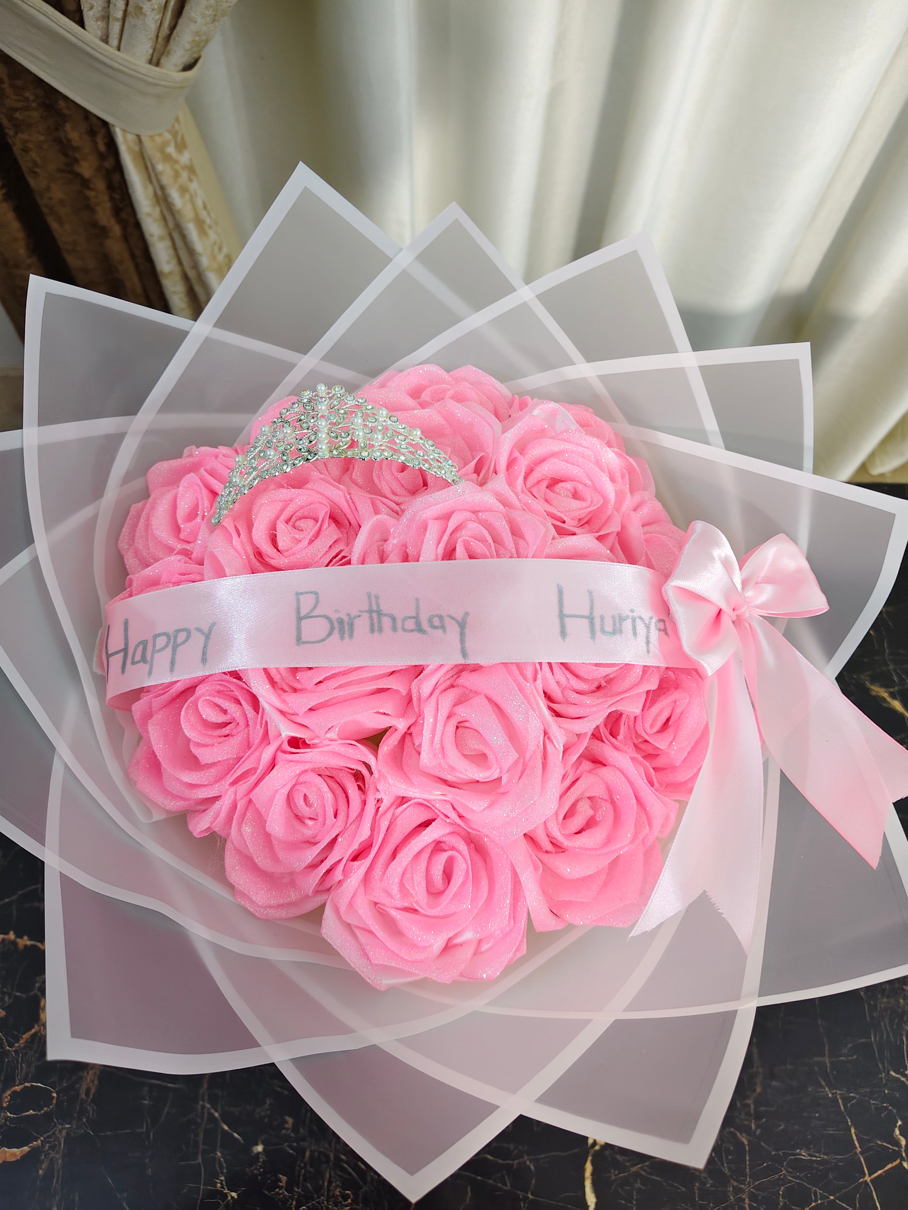 18 Roses Ribbon Bouquet With Glitter